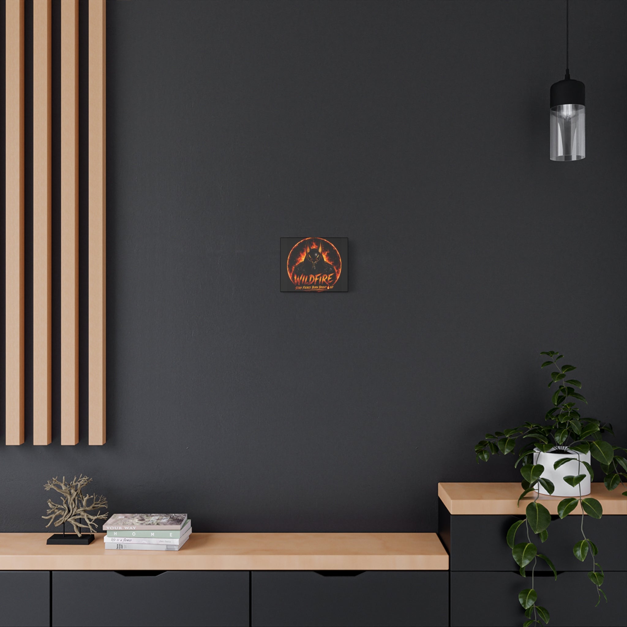 Wildfire Anubis Canvas — ‘WILDFIRE Stay Fierce Burn Bright’ Matte Stretched Wall Art