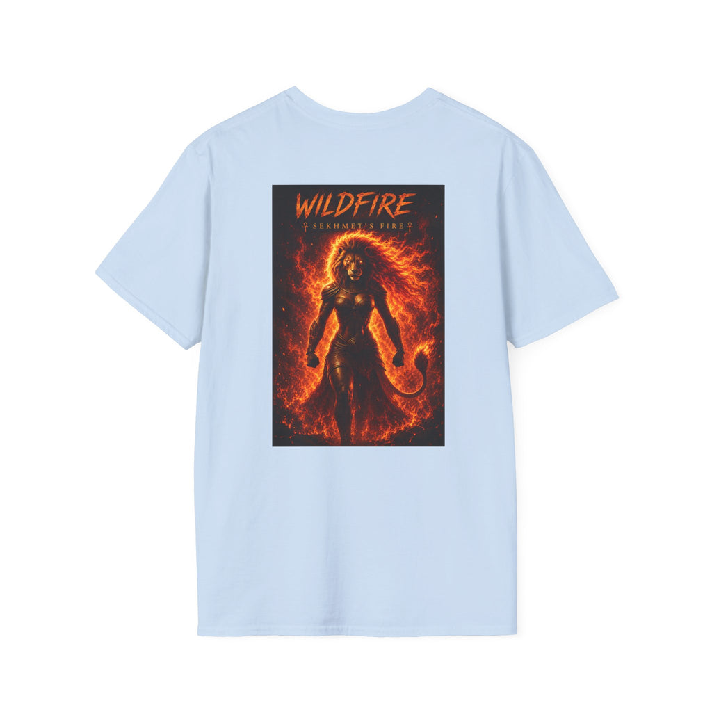 Wildfire Sekhmet's Fire Graphic T-Shirt — "Wildfire" Fiery Anubis Band Tee