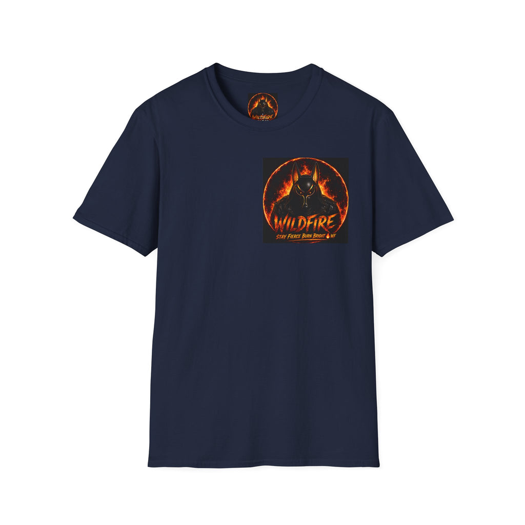 Wildfire Sekhmet's Fire Graphic T-Shirt — "Wildfire" Fiery Anubis Band Tee