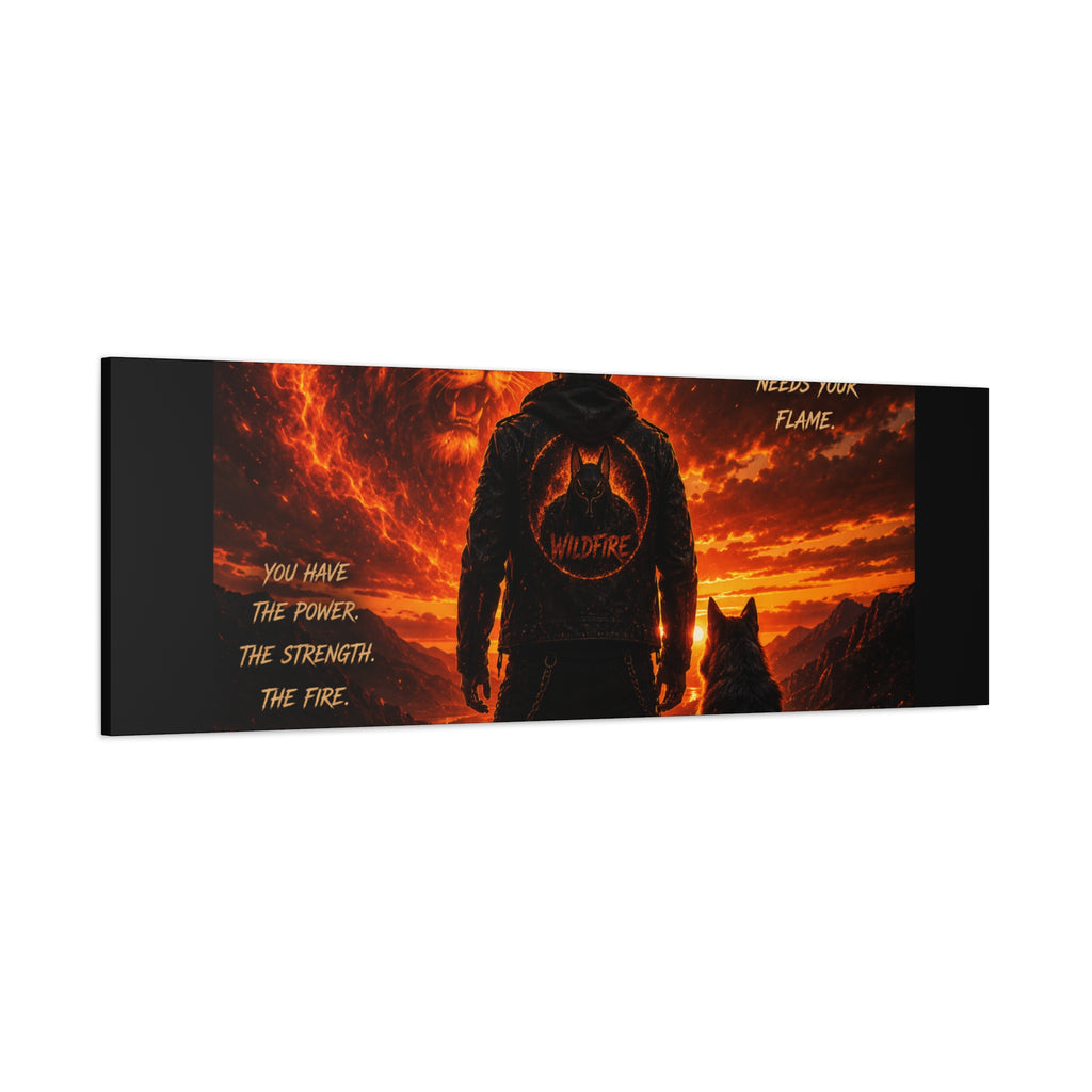 Wildfire 'Find Your Fire' Matte Canvas Wall Art — Inspirational Lion & Silhouette Scene