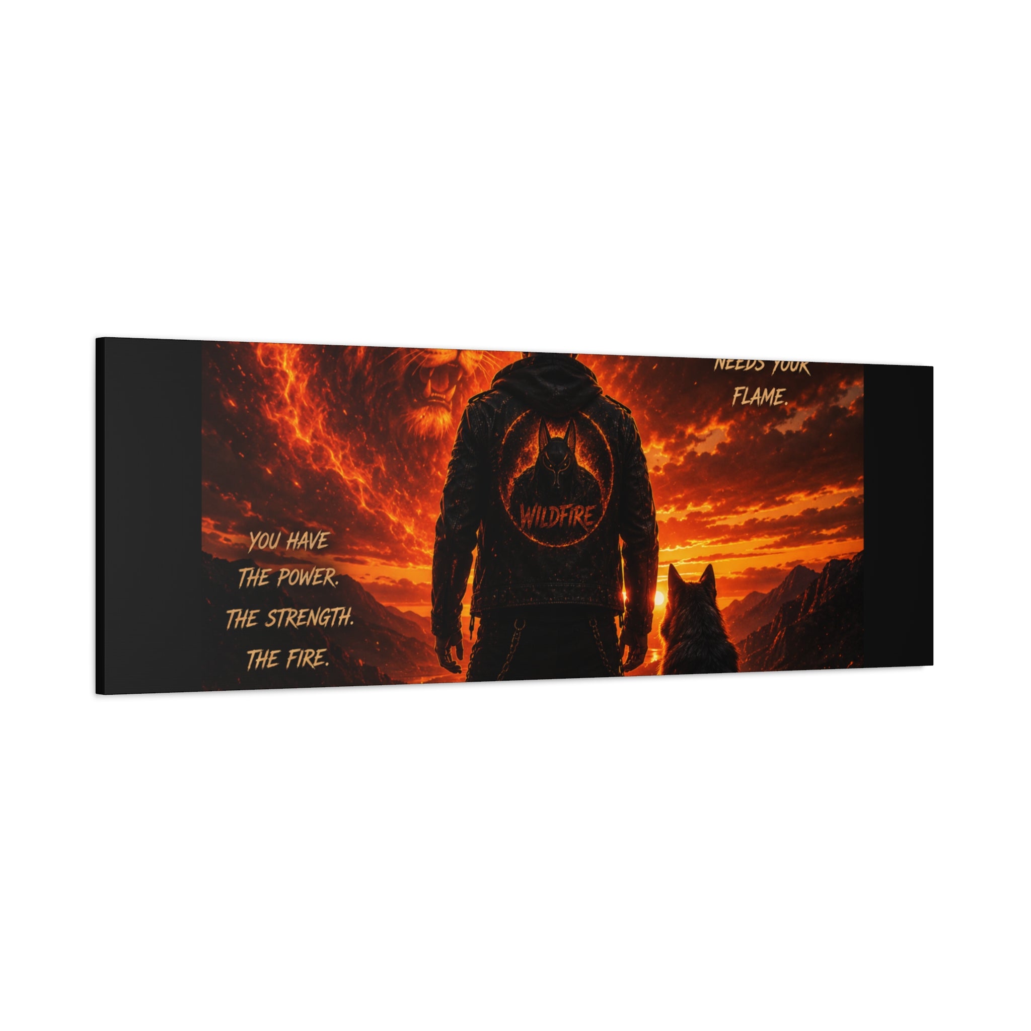 Wildfire 'Find Your Fire' Matte Canvas Wall Art — Inspirational Lion & Silhouette Scene
