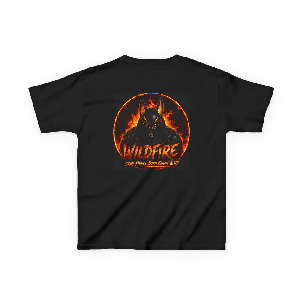 Wildfire Kids T‑Shirt — Fiery Anubis Graphic Tee ("Wildfire: Stay Fierce, Burn Bright")