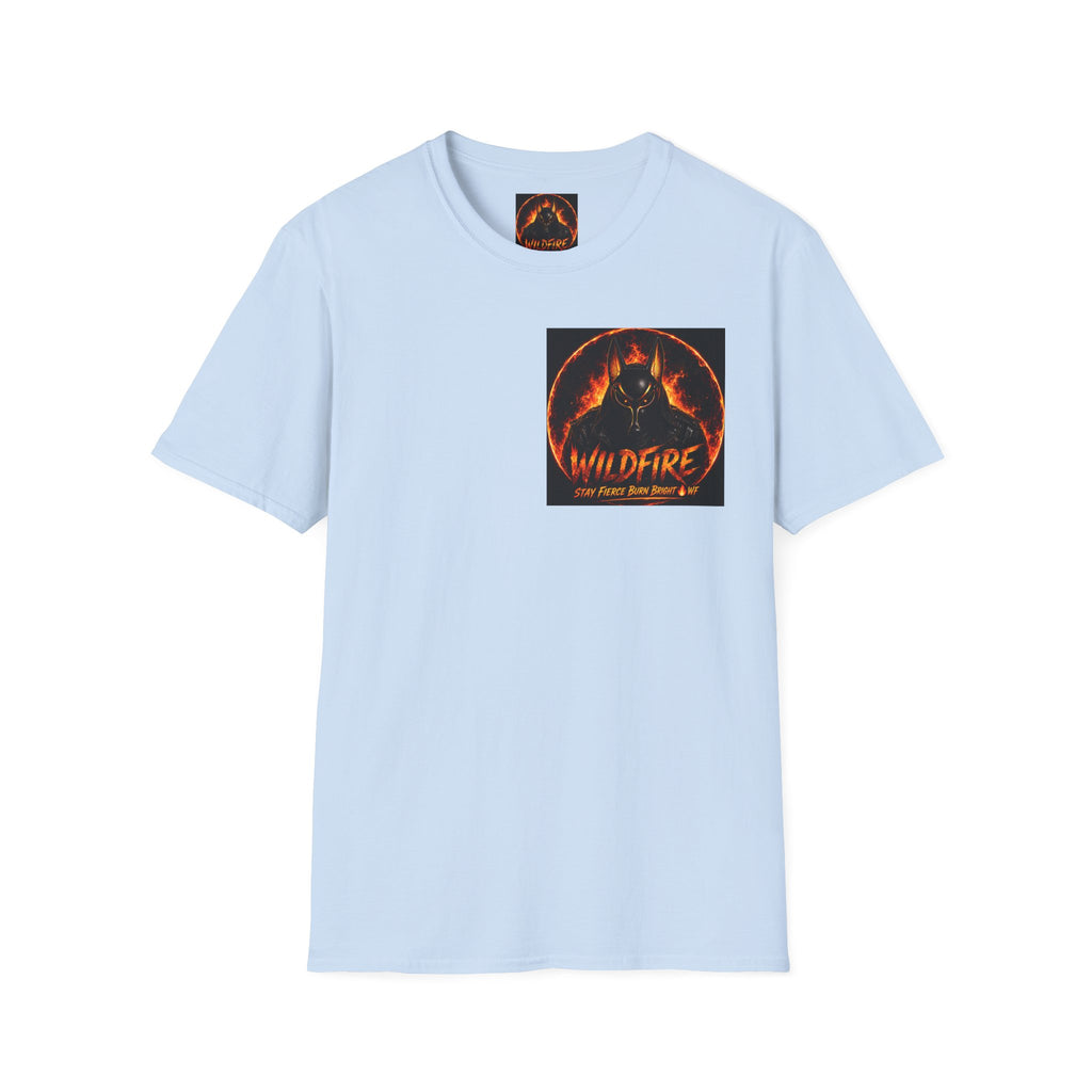 Wildfire Sekhmet's Fire Graphic T-Shirt — "Wildfire" Fiery Anubis Band Tee