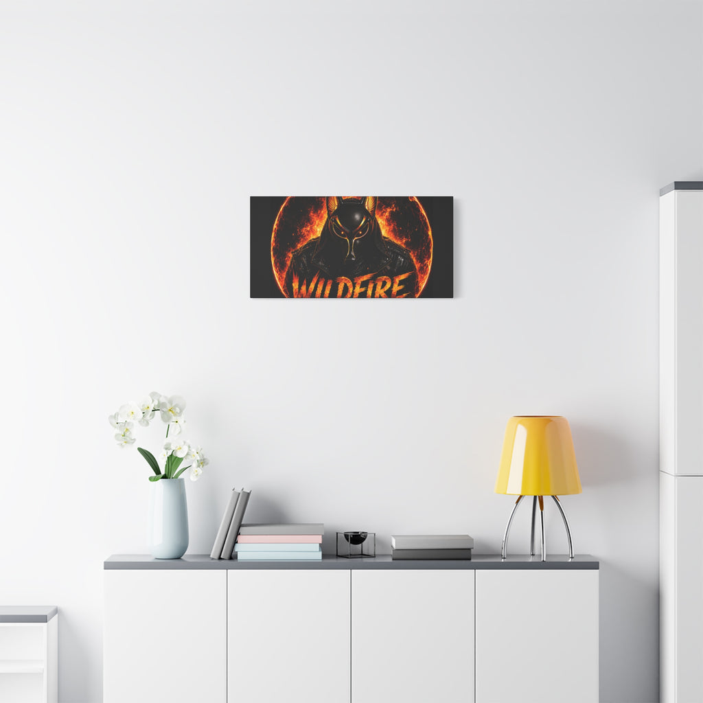 Wildfire Anubis Canvas — ‘WILDFIRE Stay Fierce Burn Bright’ Matte Stretched Wall Art