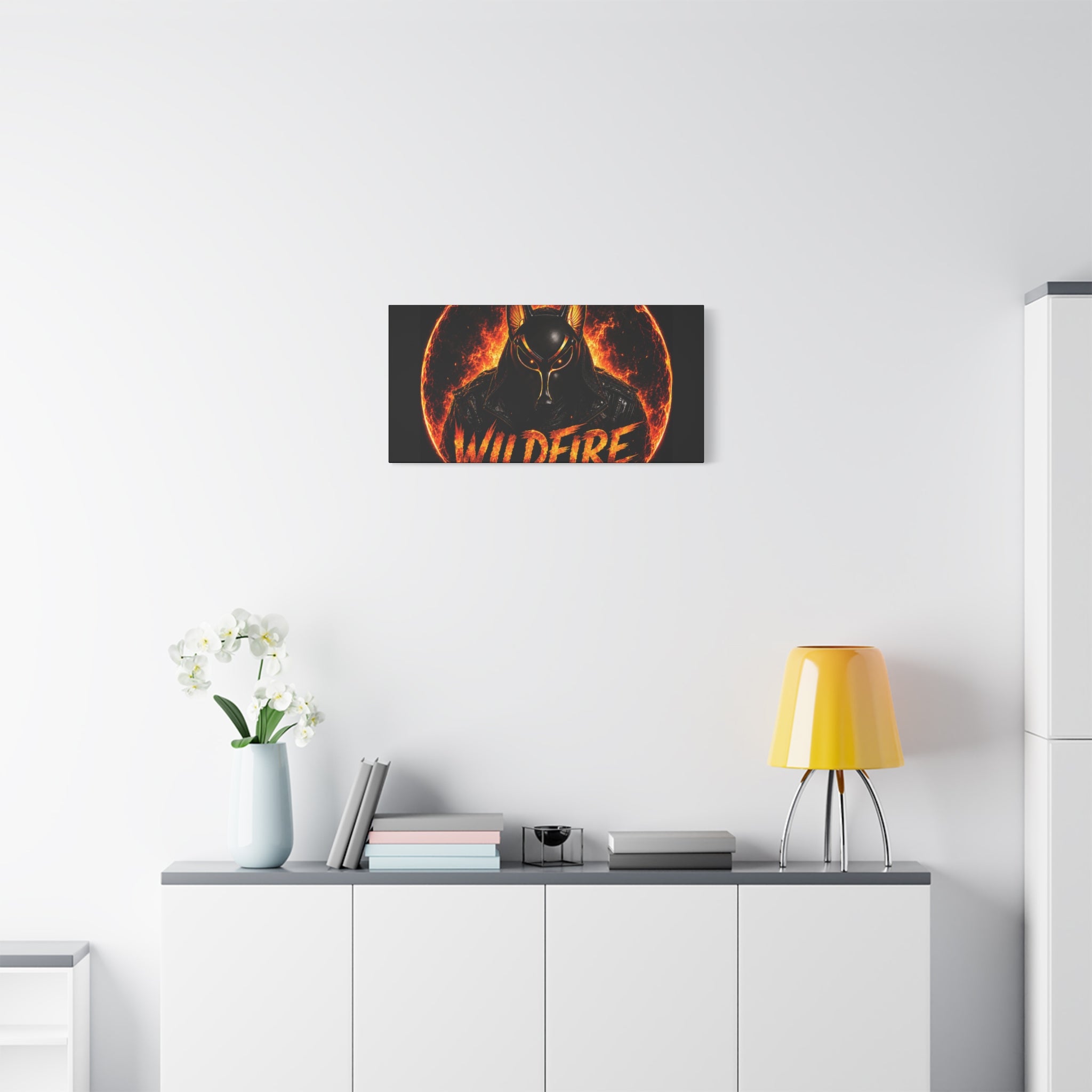 Wildfire Anubis Canvas — ‘WILDFIRE Stay Fierce Burn Bright’ Matte Stretched Wall Art