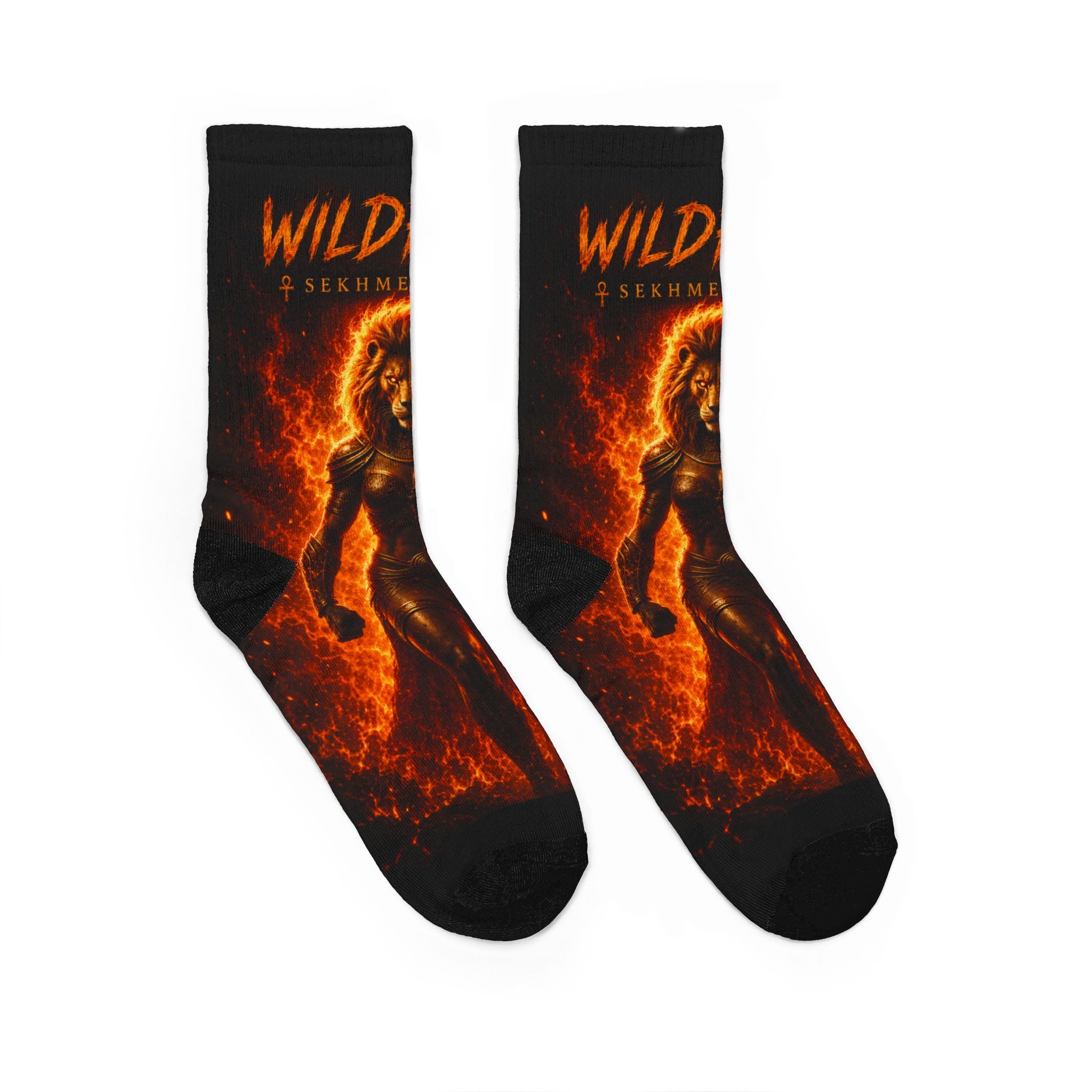 Fiery ‘Wild’ Flame Guitar Crew Socks — Rock & Metal Band Merch
