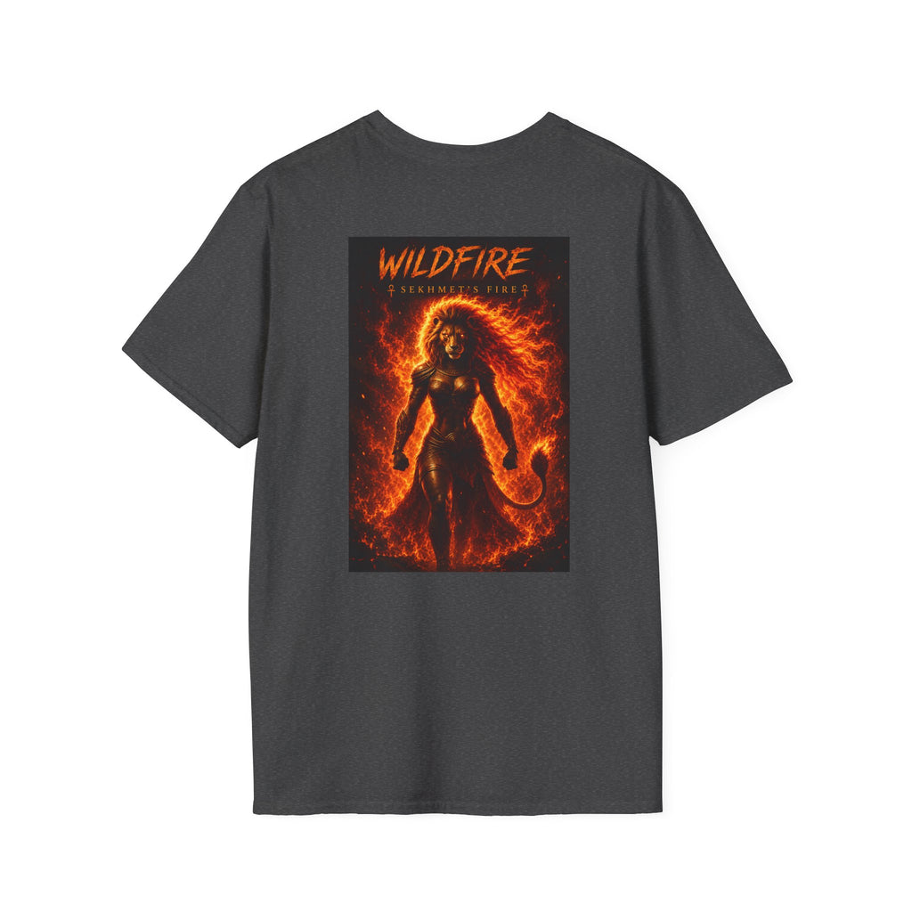 Wildfire Sekhmet's Fire Graphic T-Shirt — "Wildfire" Fiery Anubis Band Tee