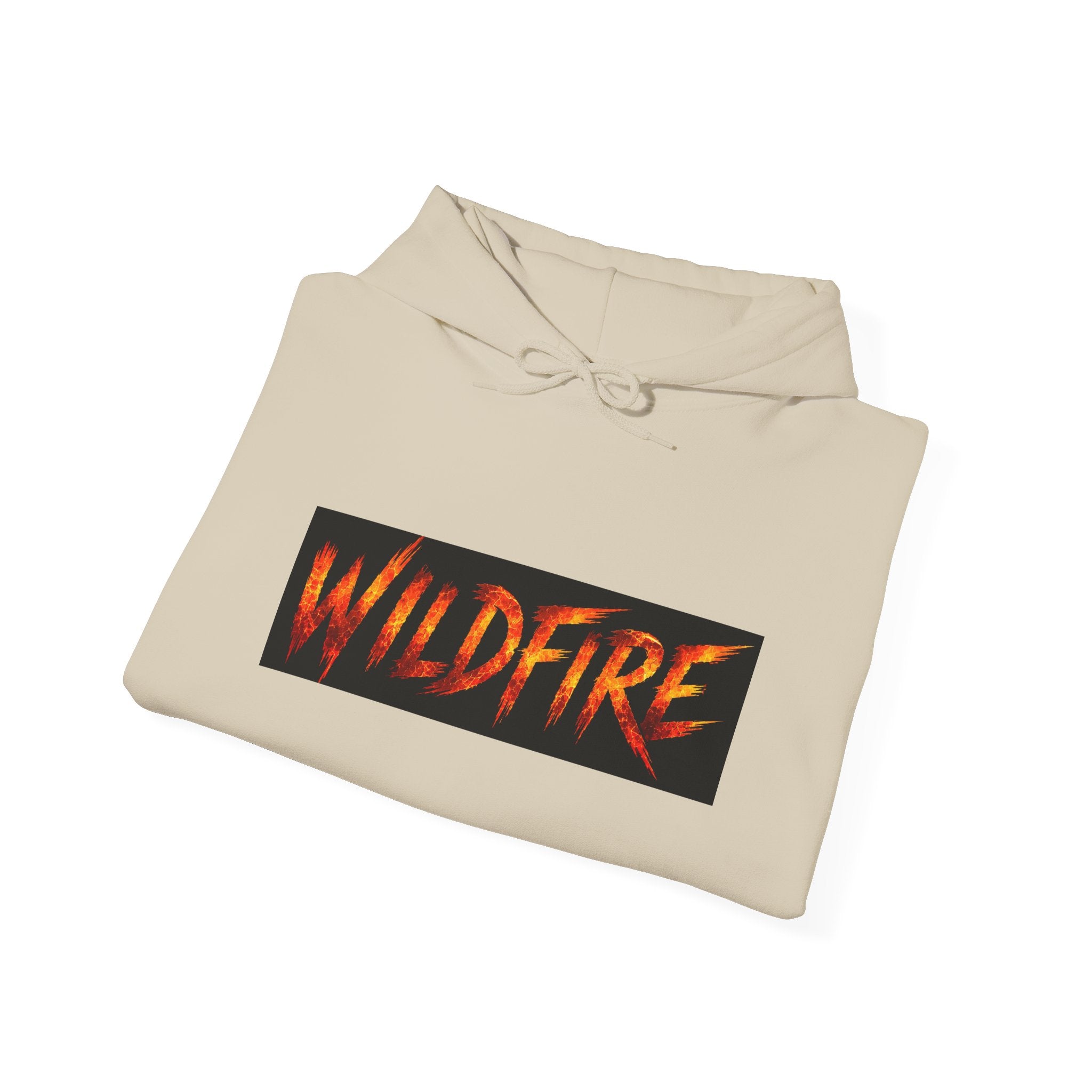 Wildfire Sekhmet's Fire Graphic Hoodie — Fiery Elemental Back Art & Sleeve Text
