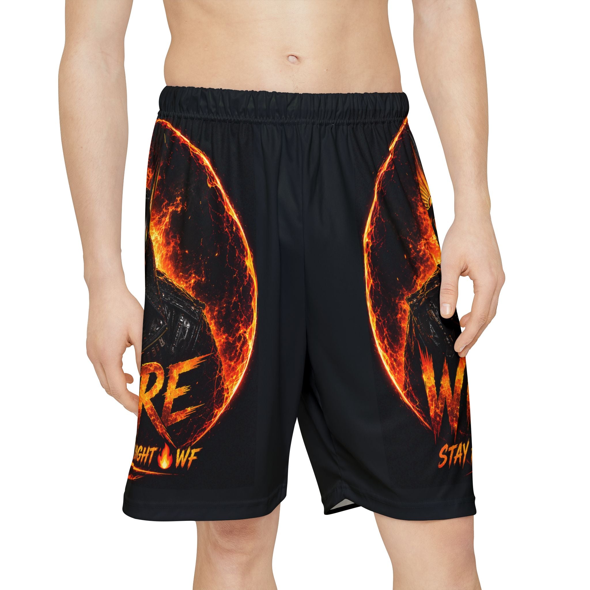 Wildfire Flame Basketball Shorts — Stay Fierce Burn Bright Men’s Athletic Shorts