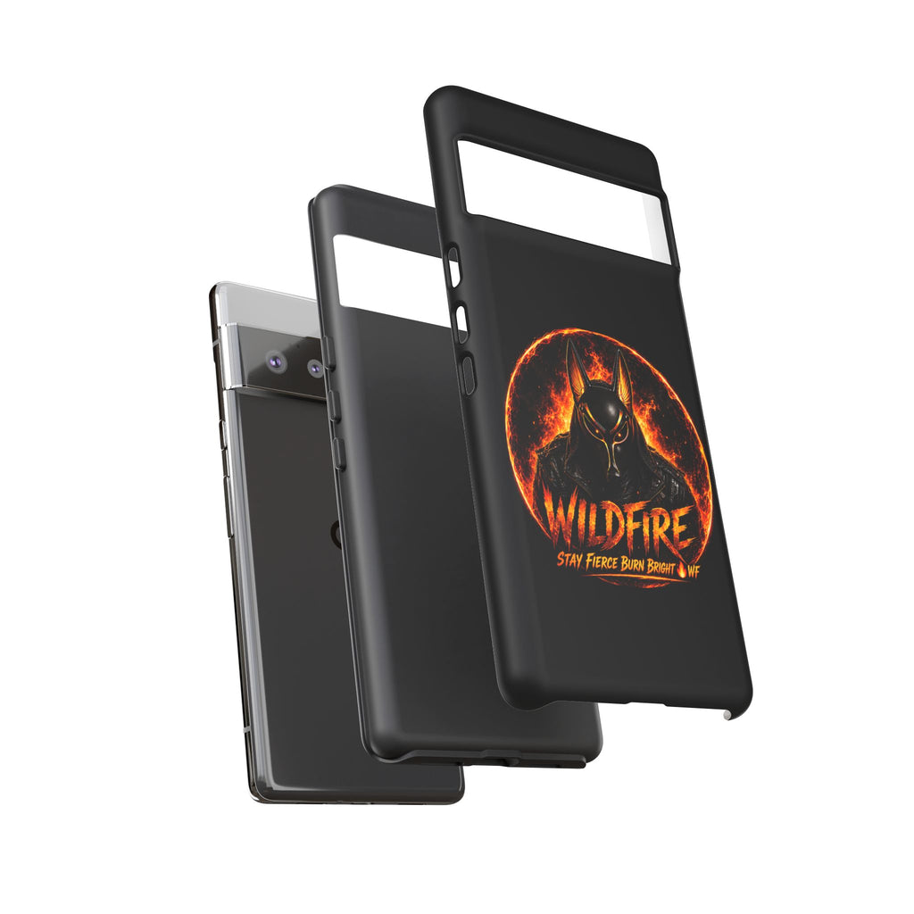 Wildfire Phone Case — Fierce Flaming Anubis Design, "Stay Fierce Burn Bright"