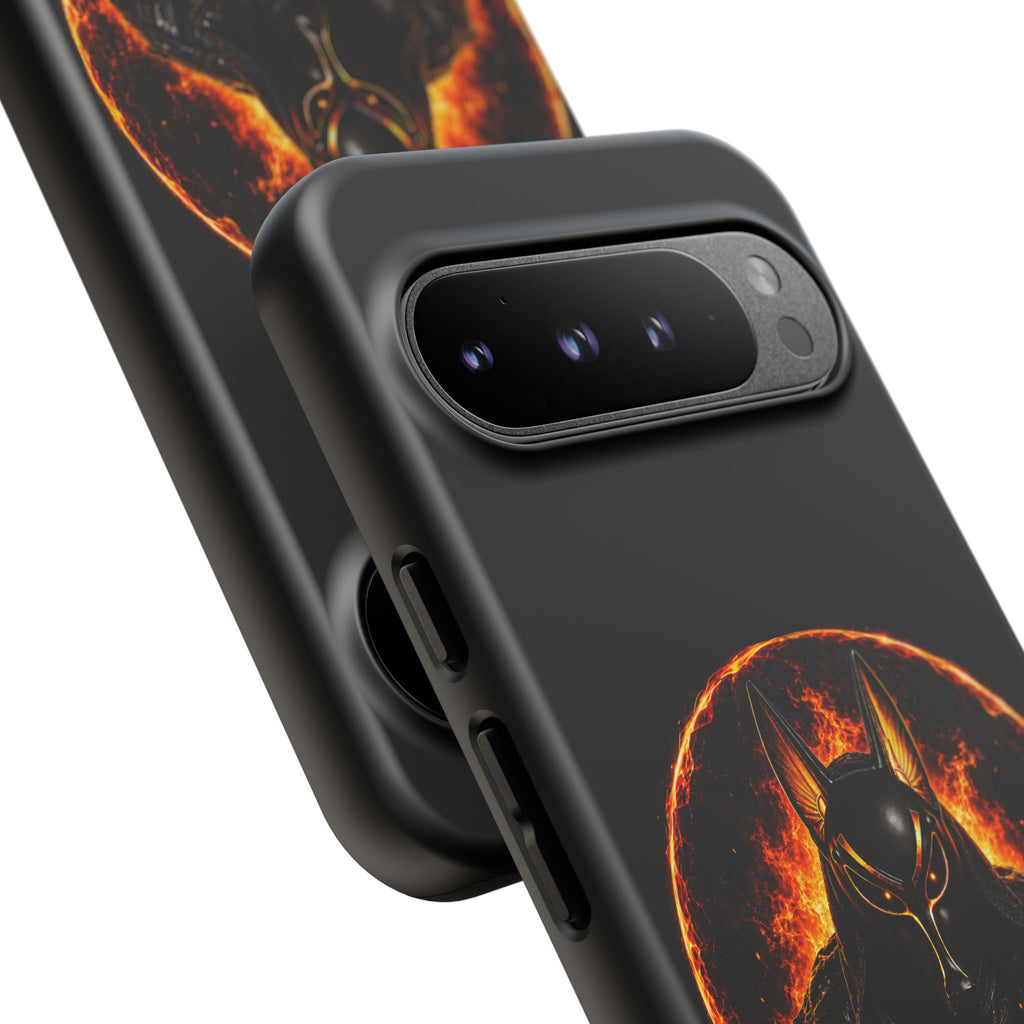 Wildfire Phone Case — Fierce Flaming Anubis Design, "Stay Fierce Burn Bright"