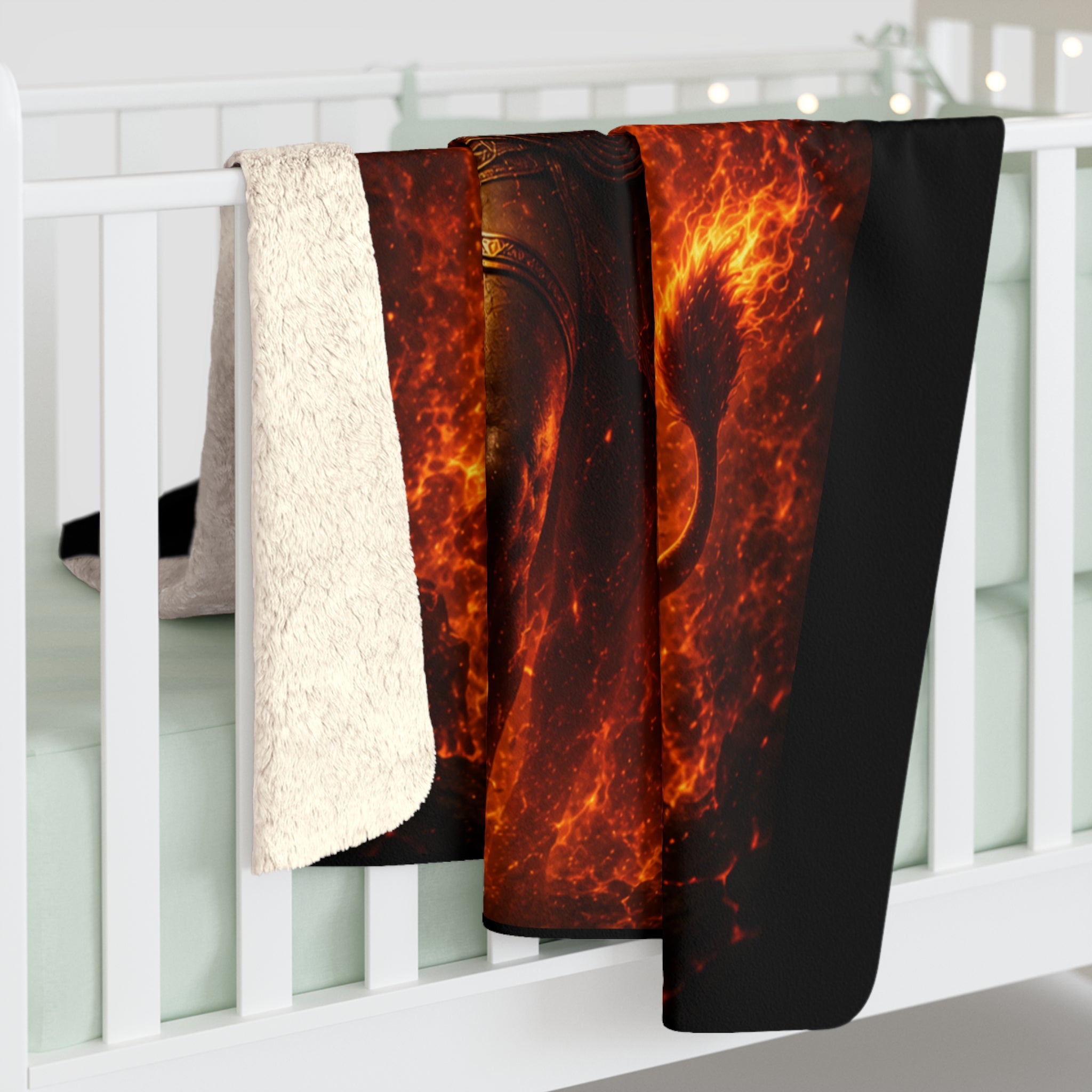 Wildfire Sherpa Fleece Blanket — 'Wildfire: Sekhmet's Fire' Fiery Lioness Throw