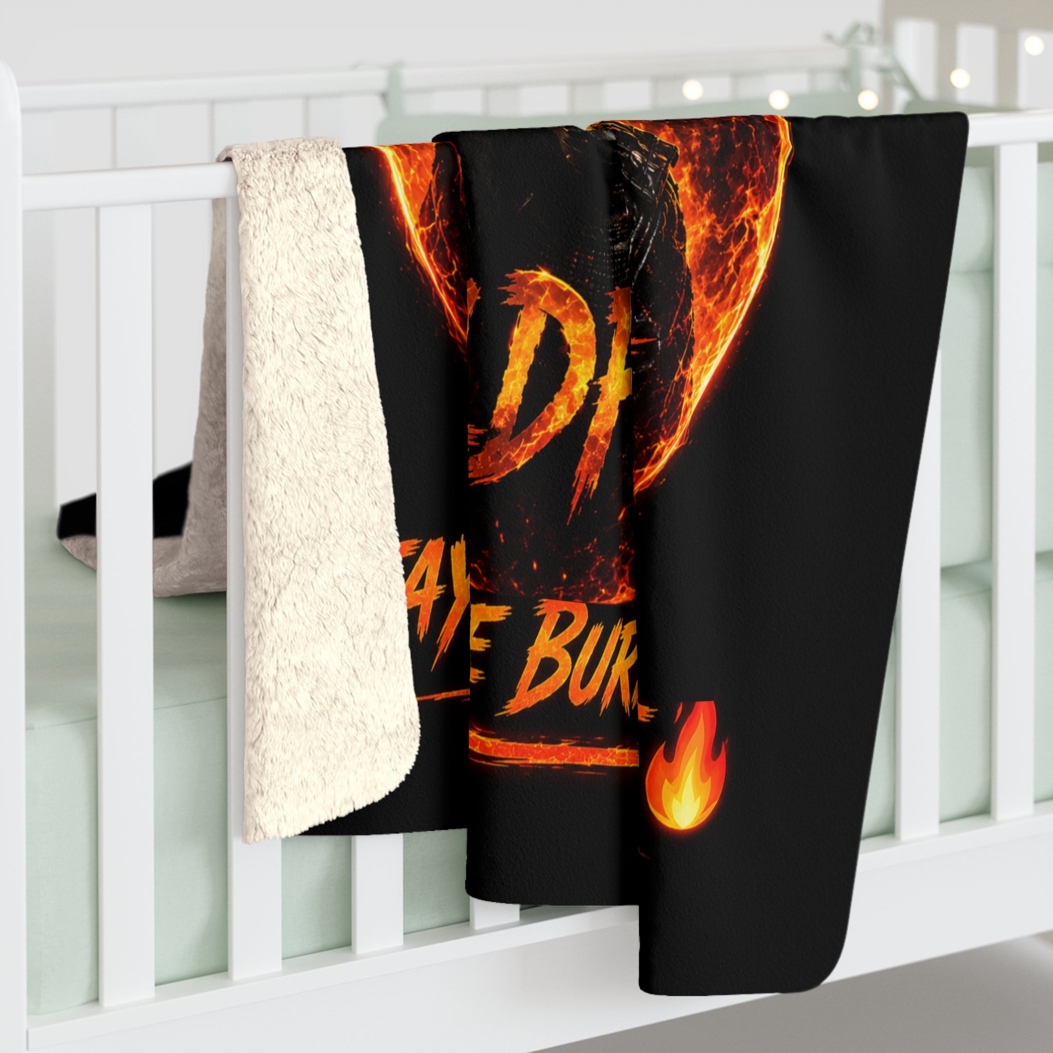 Wildfire Sherpa Blanket - 'Stay Fierce Burn Bright' Fiery Anubis Design