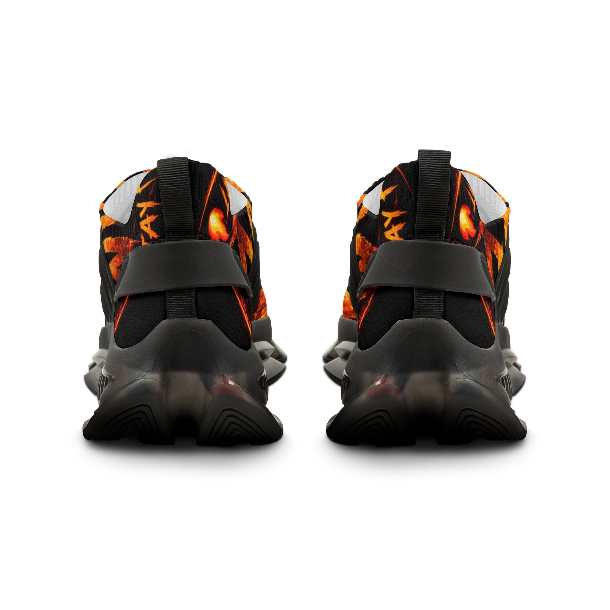 Men's Flame Graphic Sneakers — Bold Athletic Mesh Shoes