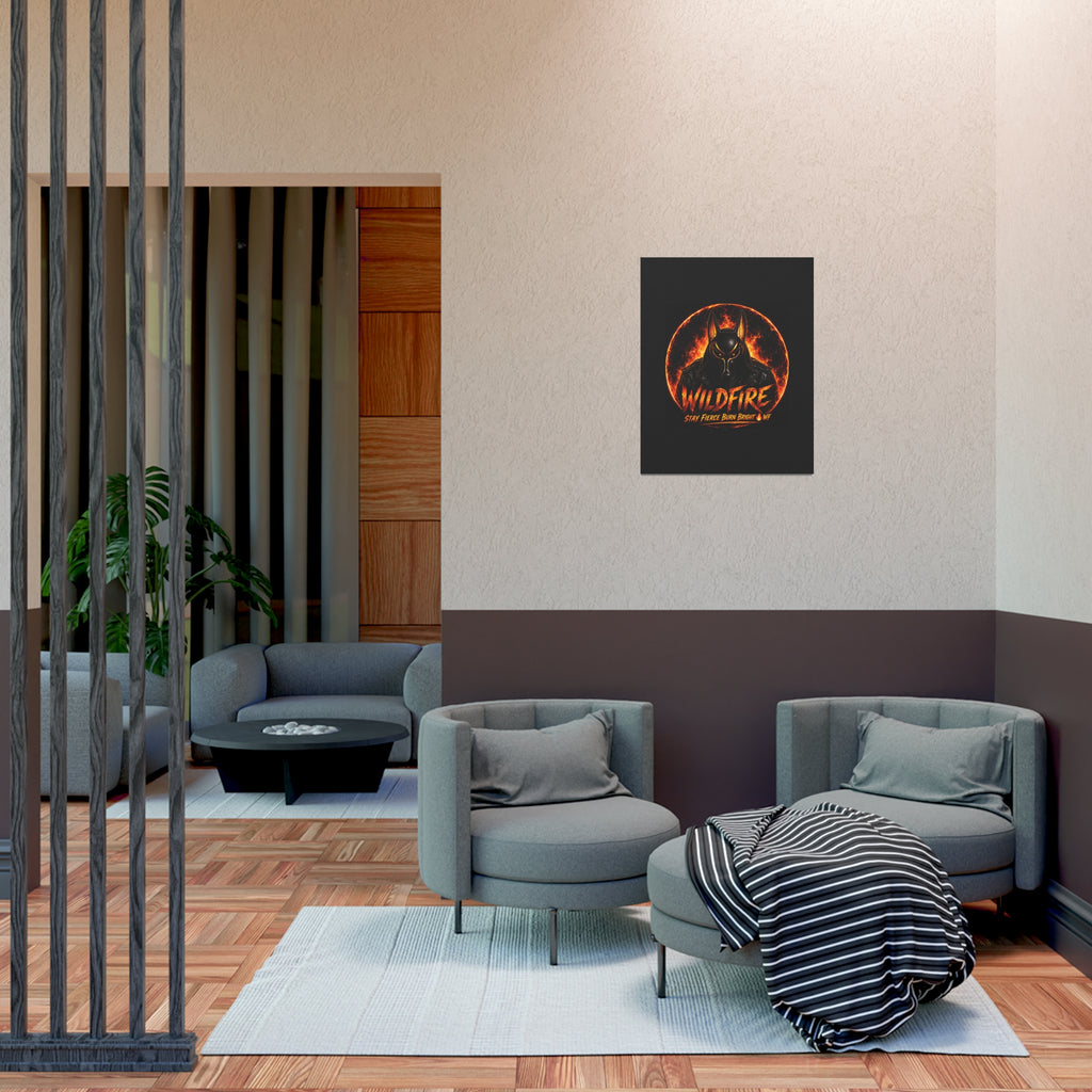 Wildfire Poster — Fiery Anubis Illustration with 'Stay Fierce Burn Bright'
