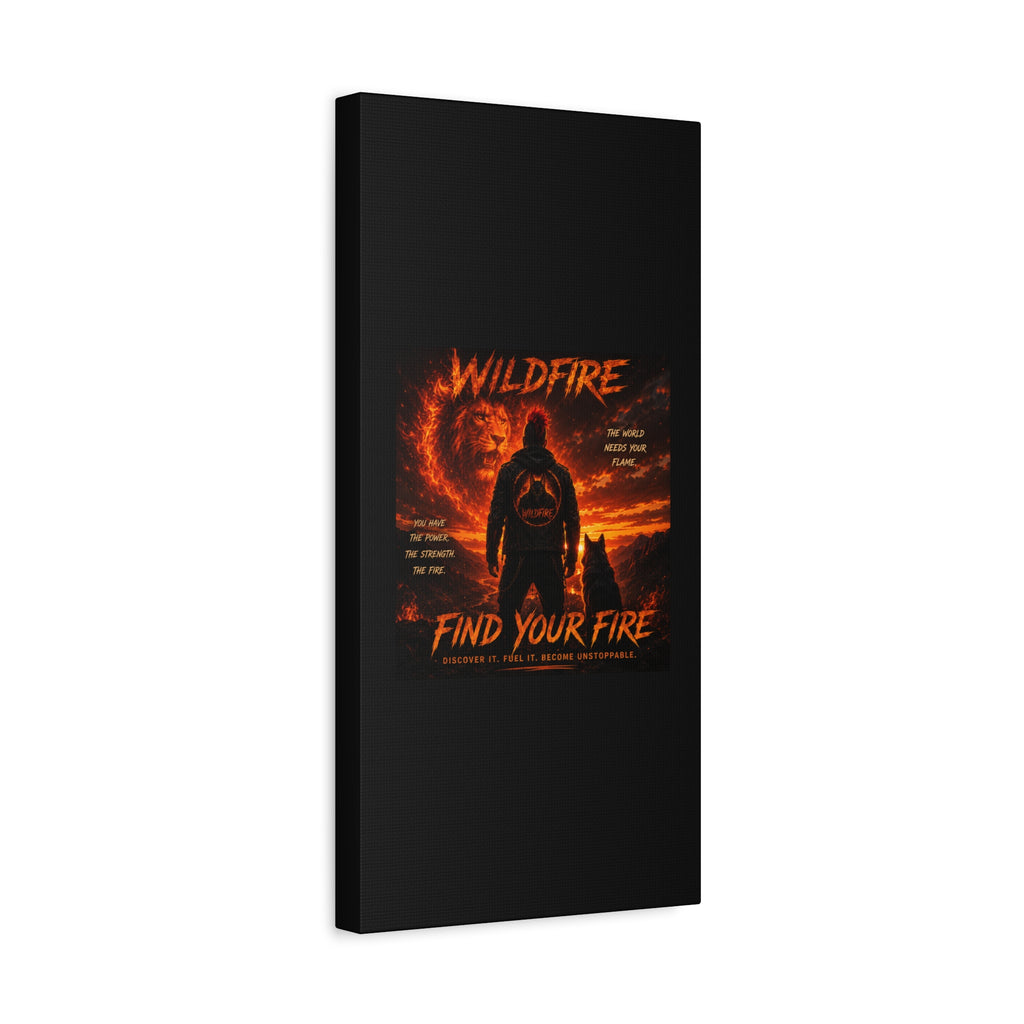 Wildfire 'Find Your Fire' Matte Canvas Wall Art — Inspirational Lion & Silhouette Scene