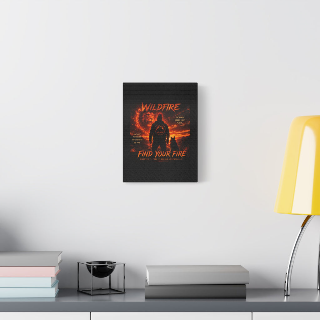 Wildfire 'Find Your Fire' Matte Canvas Wall Art — Inspirational Lion & Silhouette Scene