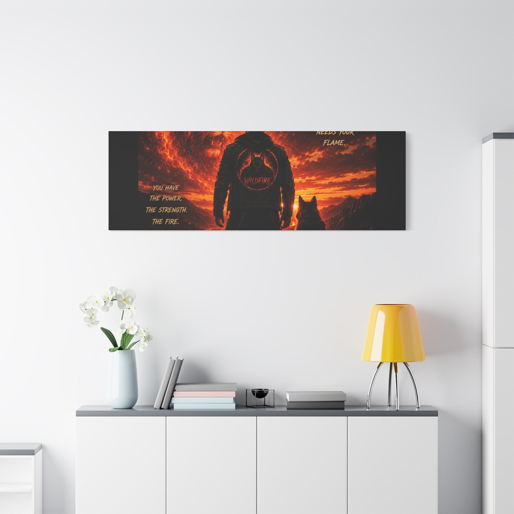 Wildfire 'Find Your Fire' Matte Canvas Wall Art — Inspirational Lion & Silhouette Scene
