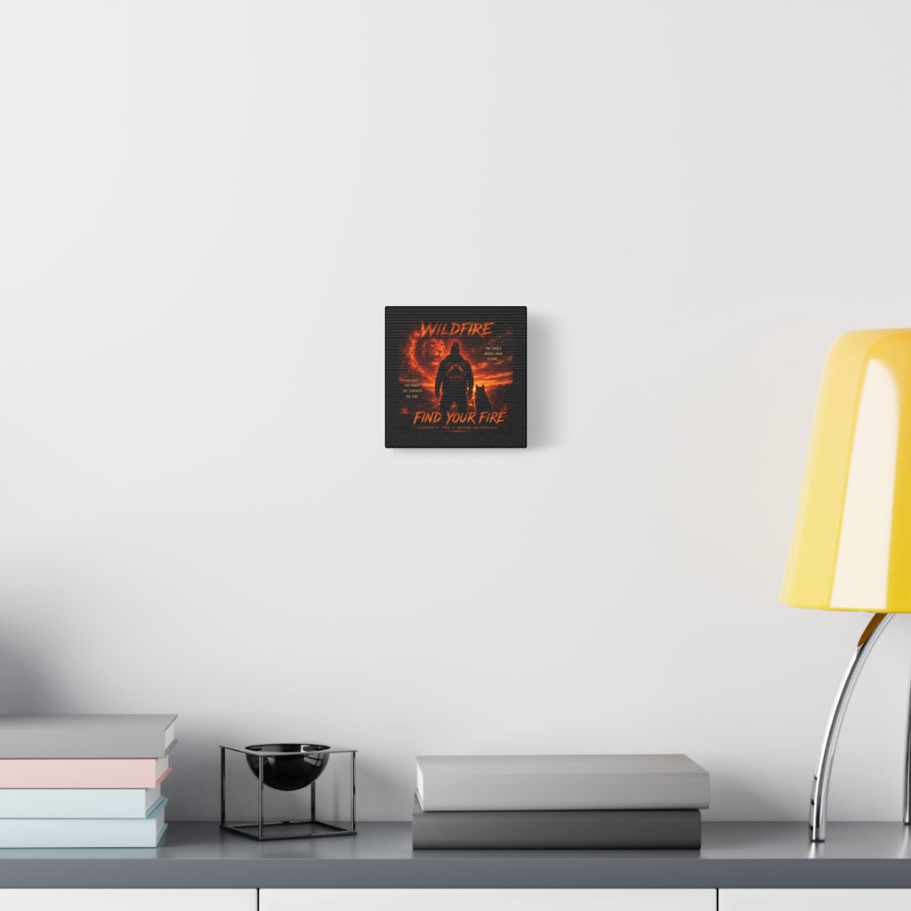 Wildfire 'Find Your Fire' Matte Canvas Wall Art — Inspirational Lion & Silhouette Scene