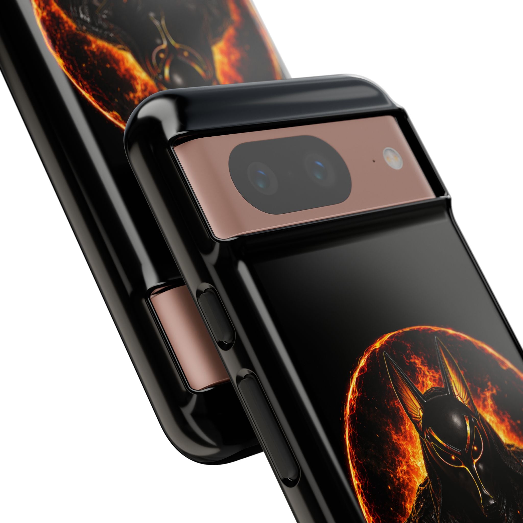 Wildfire Phone Case — Fierce Flaming Anubis Design, "Stay Fierce Burn Bright"