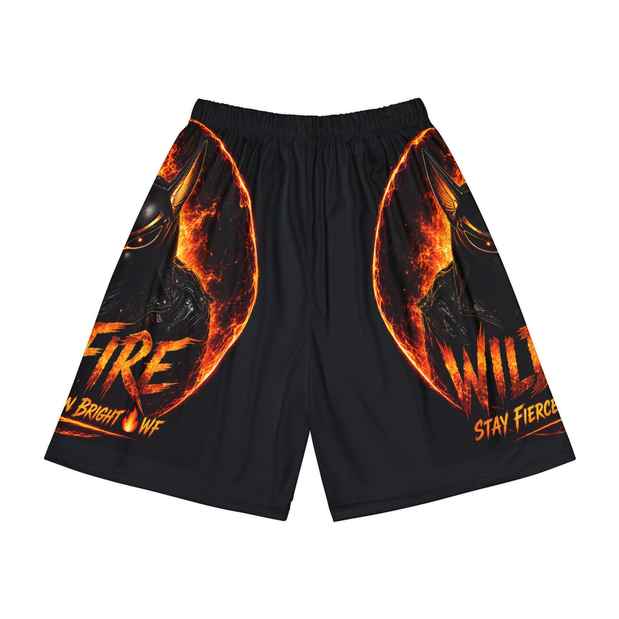 Wildfire Flame Basketball Shorts — Stay Fierce Burn Bright Men’s Athletic Shorts