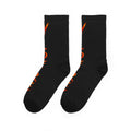 Flame Script Crew Socks — Black Fiery Text Padded Socks