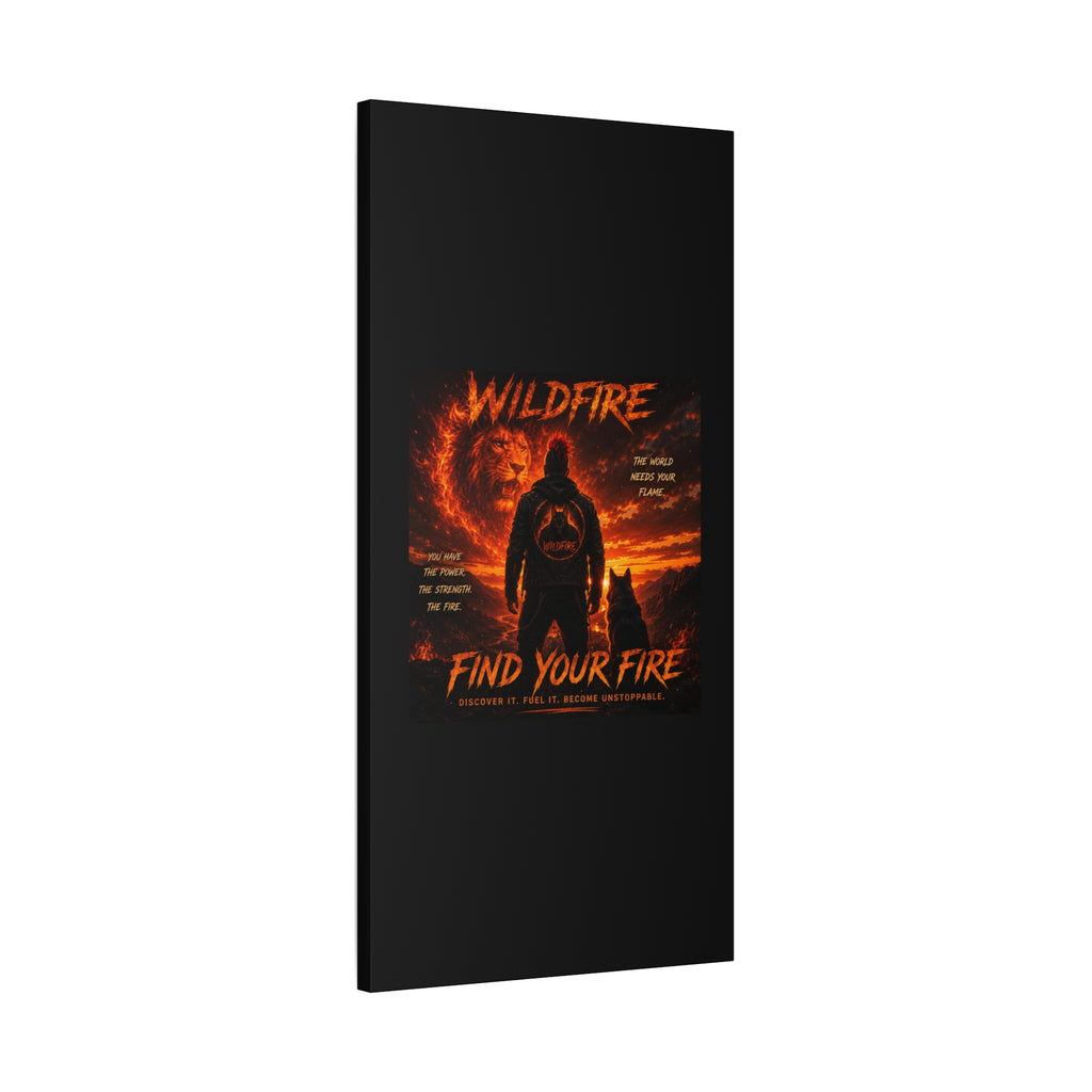 Wildfire 'Find Your Fire' Matte Canvas Wall Art — Inspirational Lion & Silhouette Scene