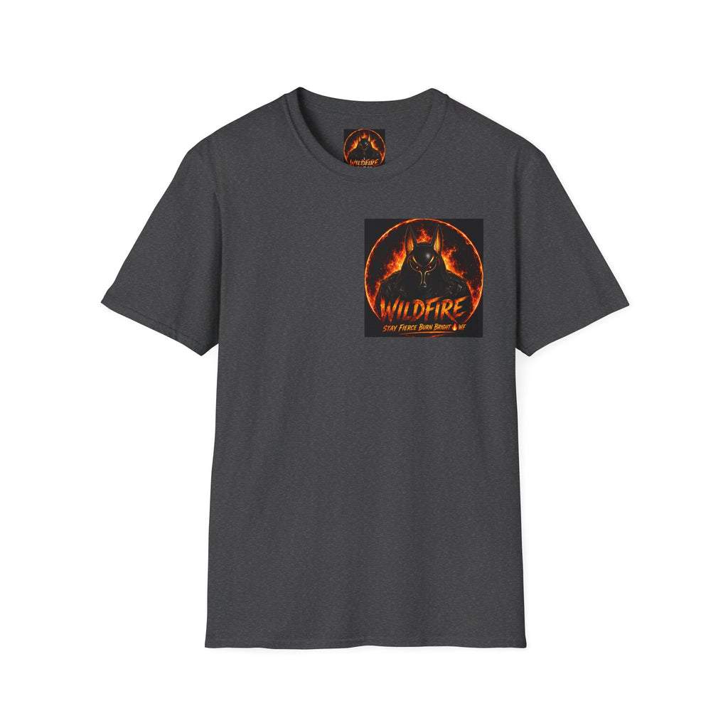 Wildfire Sekhmet's Fire Graphic T-Shirt — "Wildfire" Fiery Anubis Band Tee