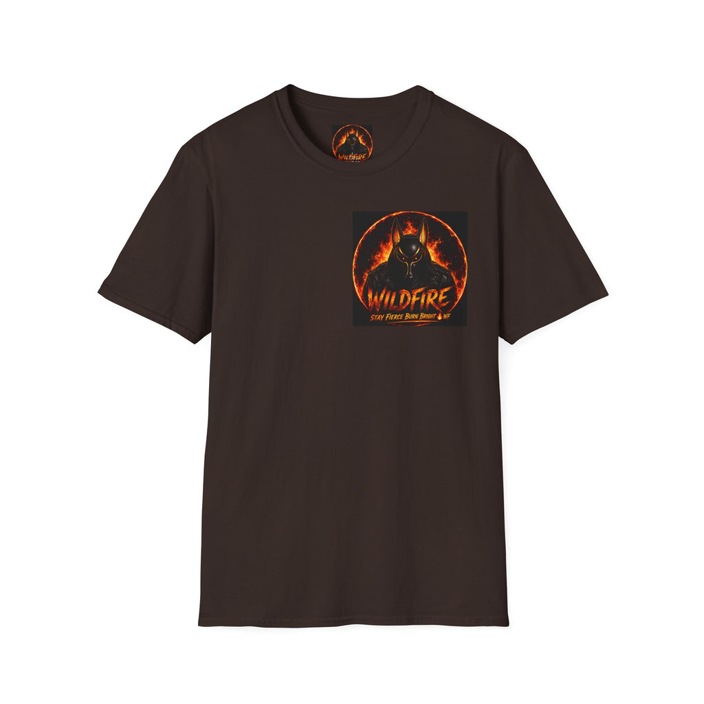 Wildfire Sekhmet's Fire Graphic T-Shirt — "Wildfire" Fiery Anubis Band Tee
