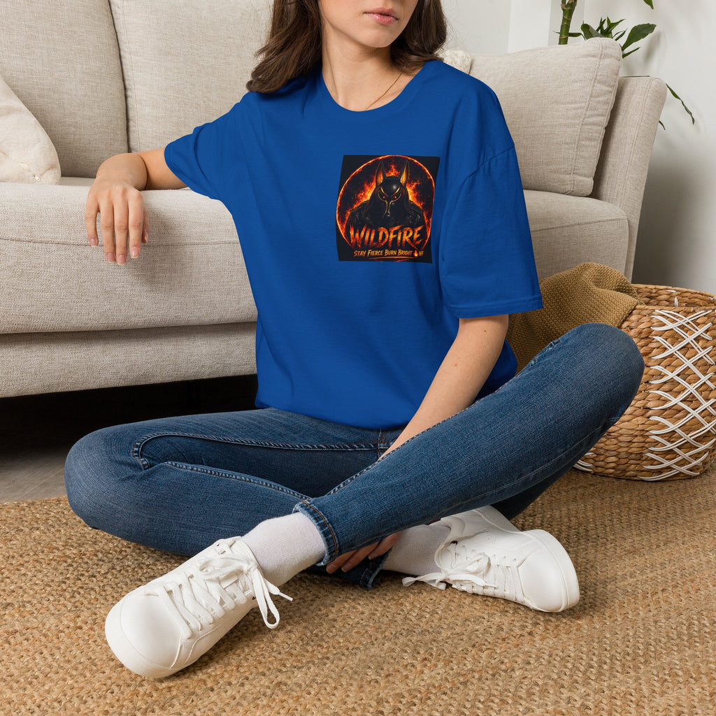 Wildfire Sekhmet's Fire Graphic T-Shirt — "Wildfire" Fiery Anubis Band Tee