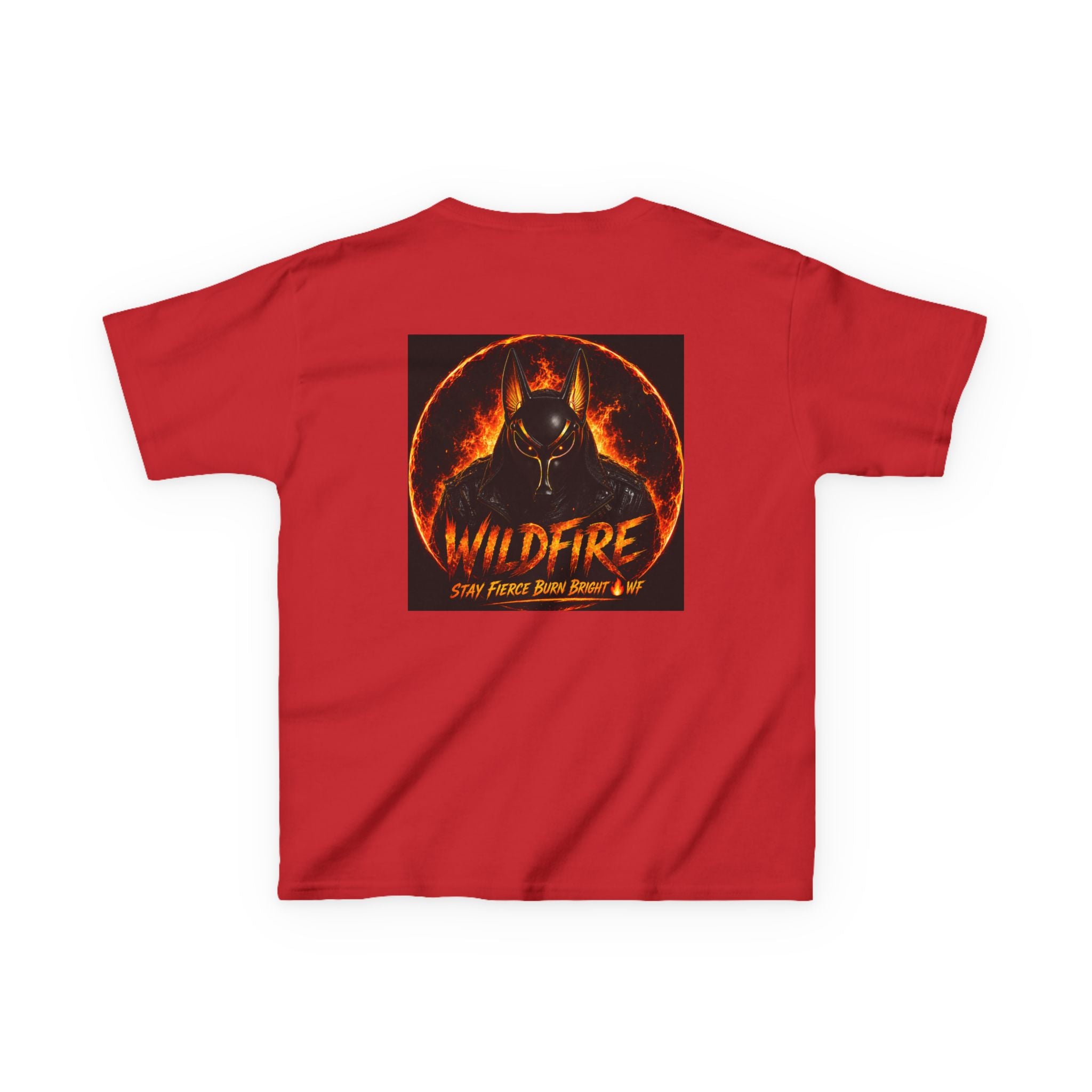Wildfire Kids T‑Shirt — Fiery Anubis Graphic Tee ("Wildfire: Stay Fierce, Burn Bright")